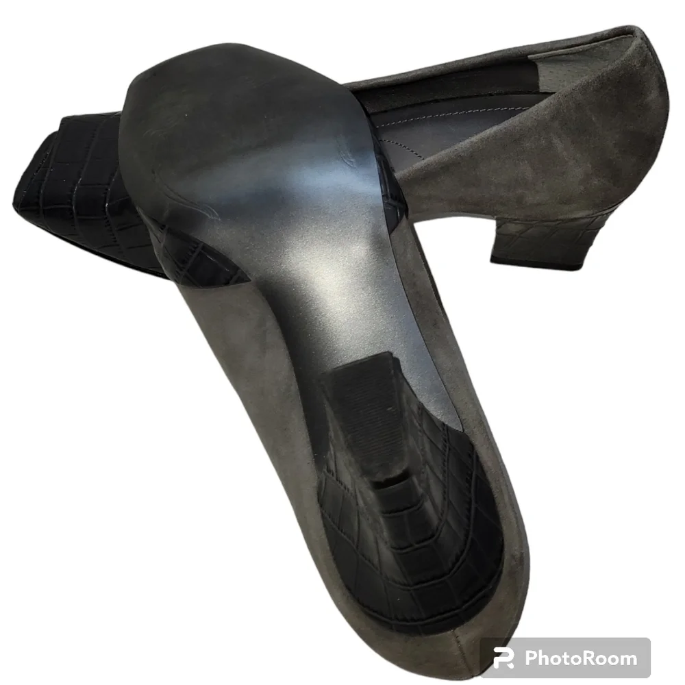 Tahari Lindsey Leather Suede Textured Open Toe Heels Size 7M - Picture 7 of 10